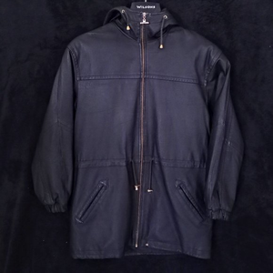 Hooded Black Leather G-III Jacket Size S/Ch ‎ #1091